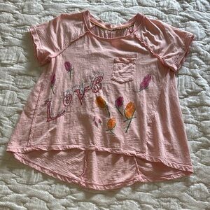 Pilcro Pink and Orange Graphic Short Sleeve Tee